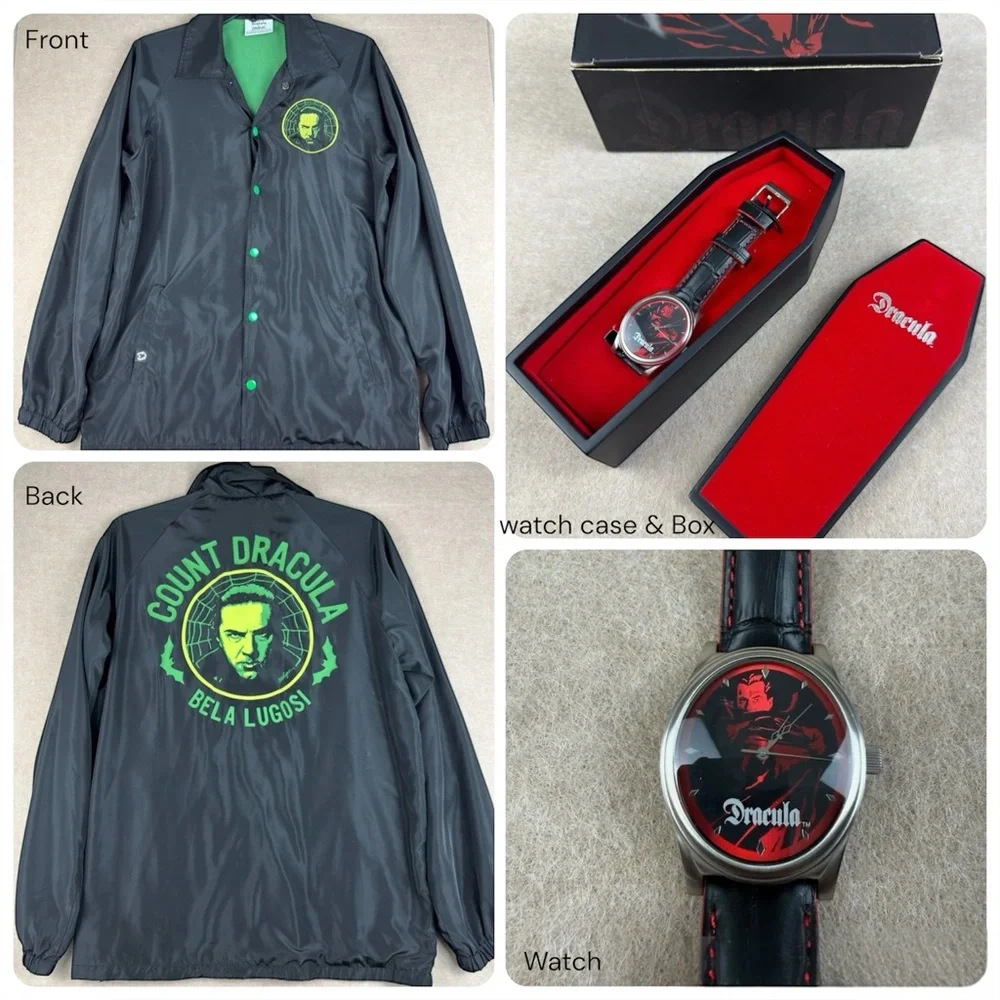 Bela Lugosi Dracula CreepyCo Jacket L & Fossil‎ Limited Watch Coffin Case Set